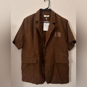 Women’s Brown Short Sleeve Shirt Jacket – Size M New With Tags